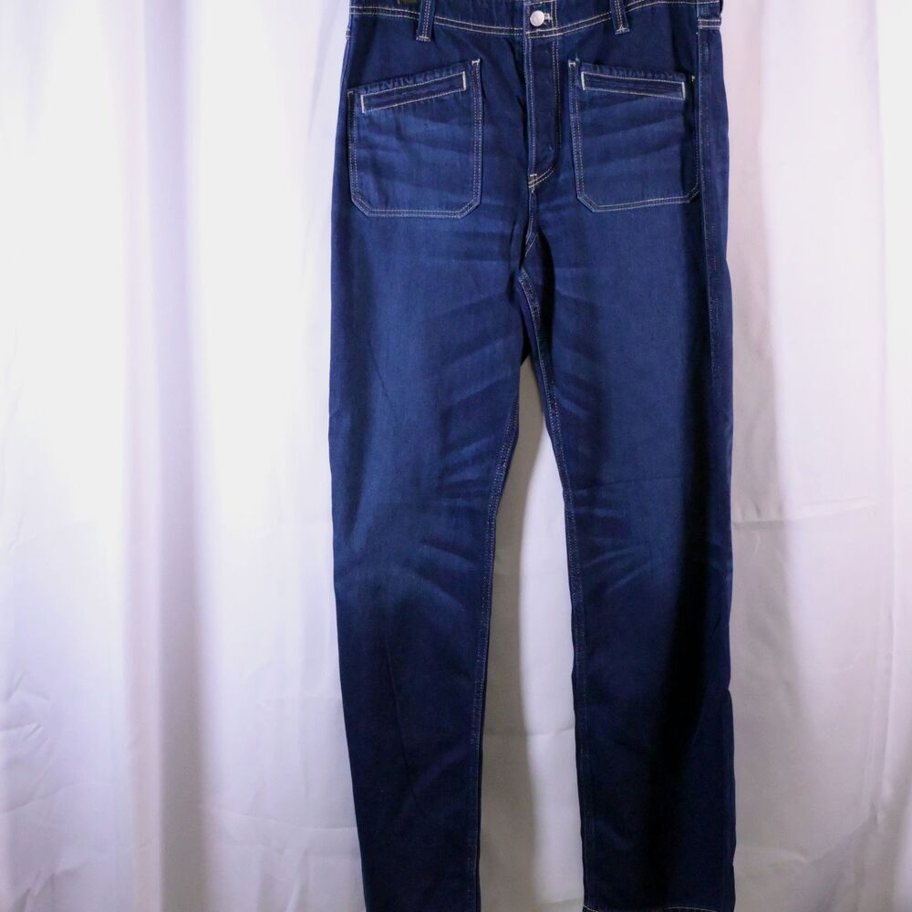 We The Free People Wide Leg Button Fly Jeans Women 28 Blue‎ High Rise 33x32